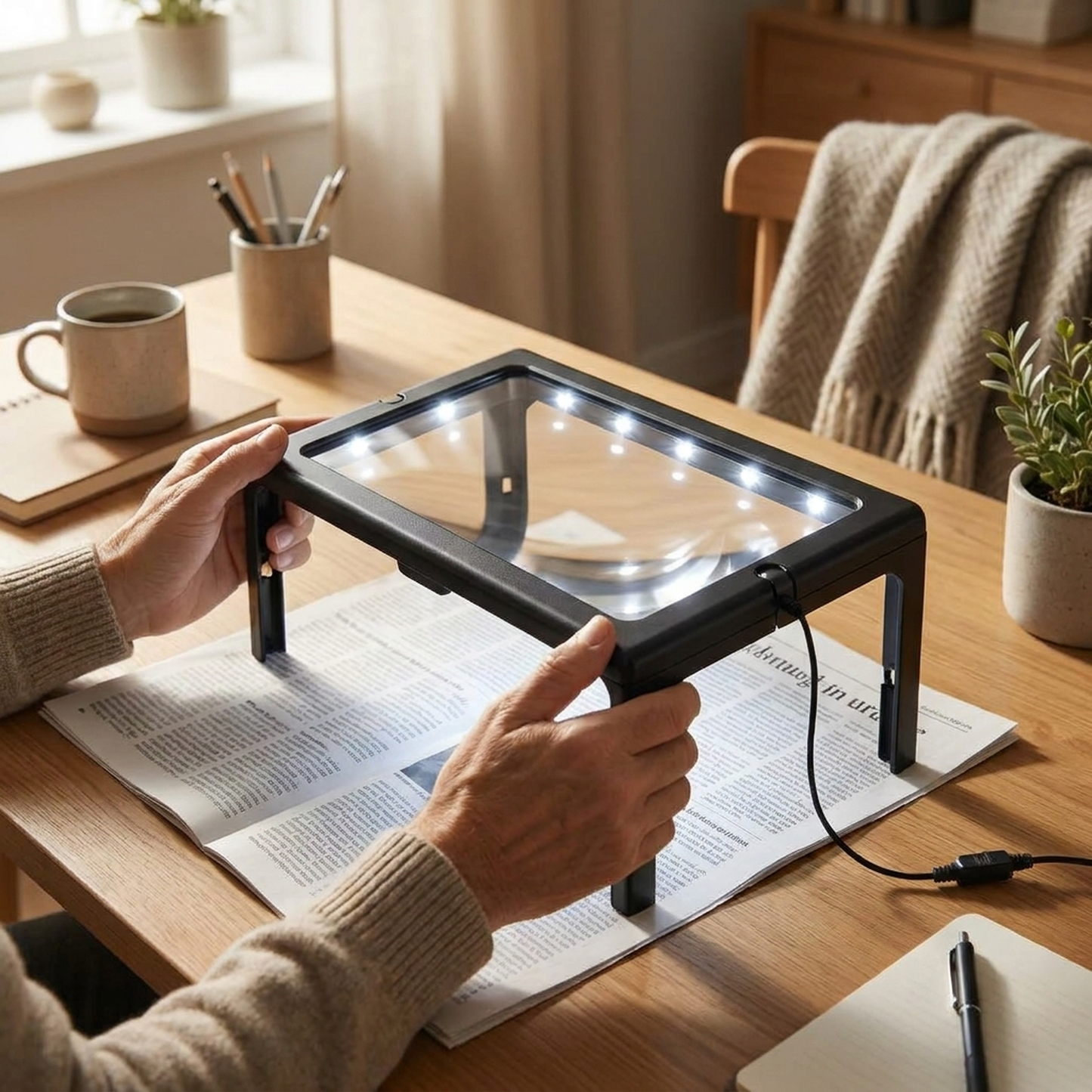 LISTINGOPT::kovosis::foldable-3x-led-magnifying-glass-for-easy-reading::02-inuse