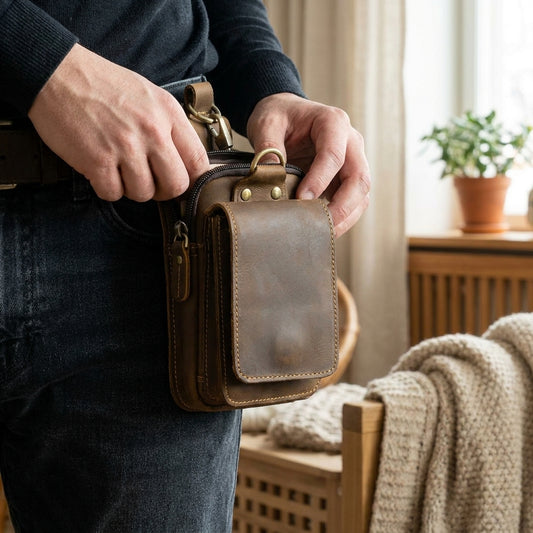LISTINGOPT::kovosis::genuine-leather-men-s-waist-pack::02-inuse