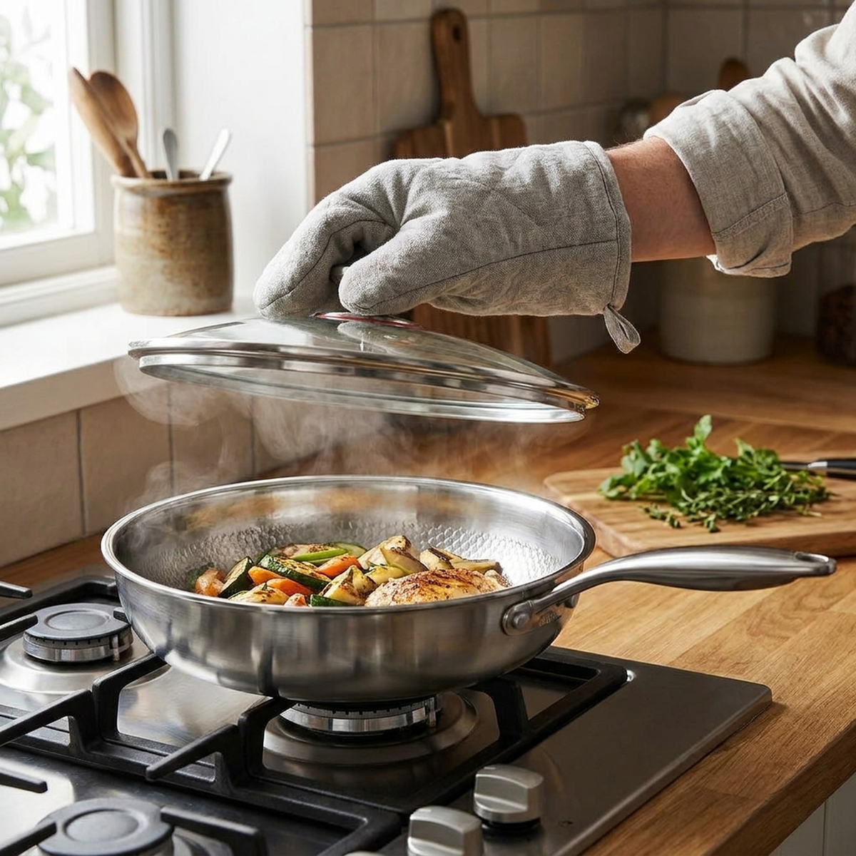 LISTINGOPT::kovosis::hammered-titanium-frying-pan-for-even-heat::02-inuse