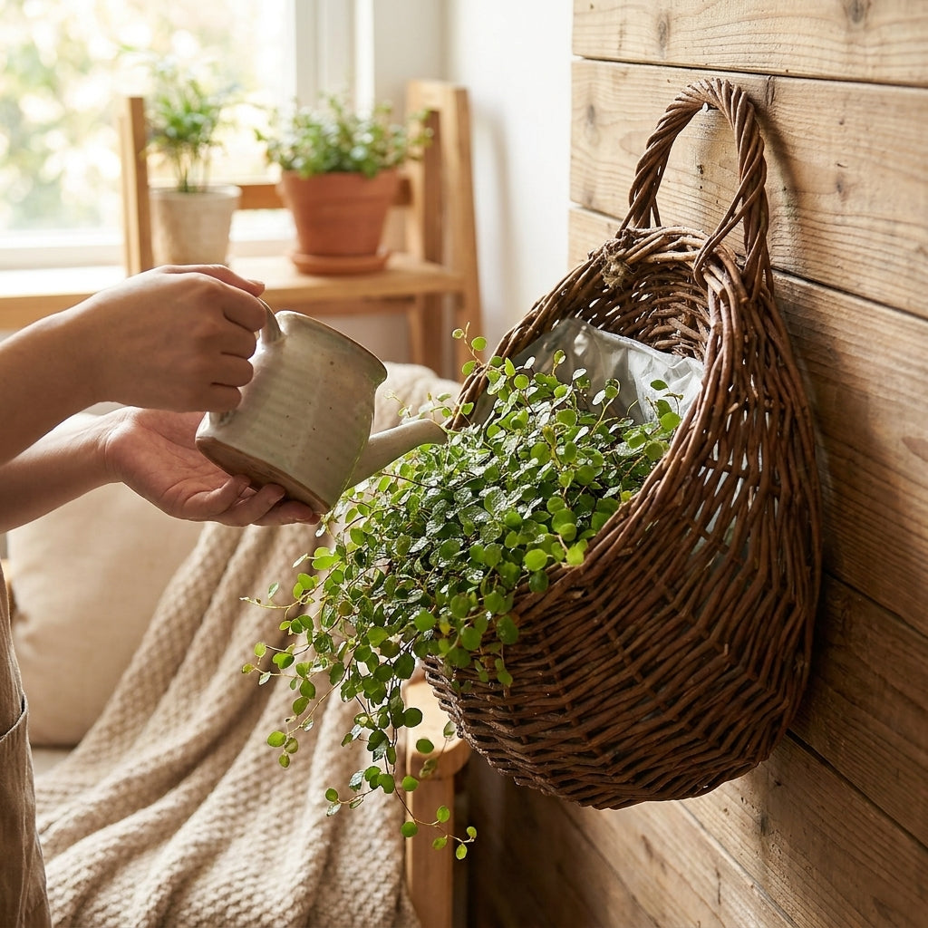 LISTINGOPT::kovosis::hand-made-wicker-rattan-flower-planter-wall-hanging-wicker-rattam-basket-garden-vine-pot-plants-holder-garden-pots-wall-planter::02-inuse