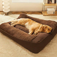 LISTINGOPT::kovosis::hugbed-grosses-kratzfestes-hundebett-mit-orthopadischer-wirbelsaulenunterstutzung::color-brown