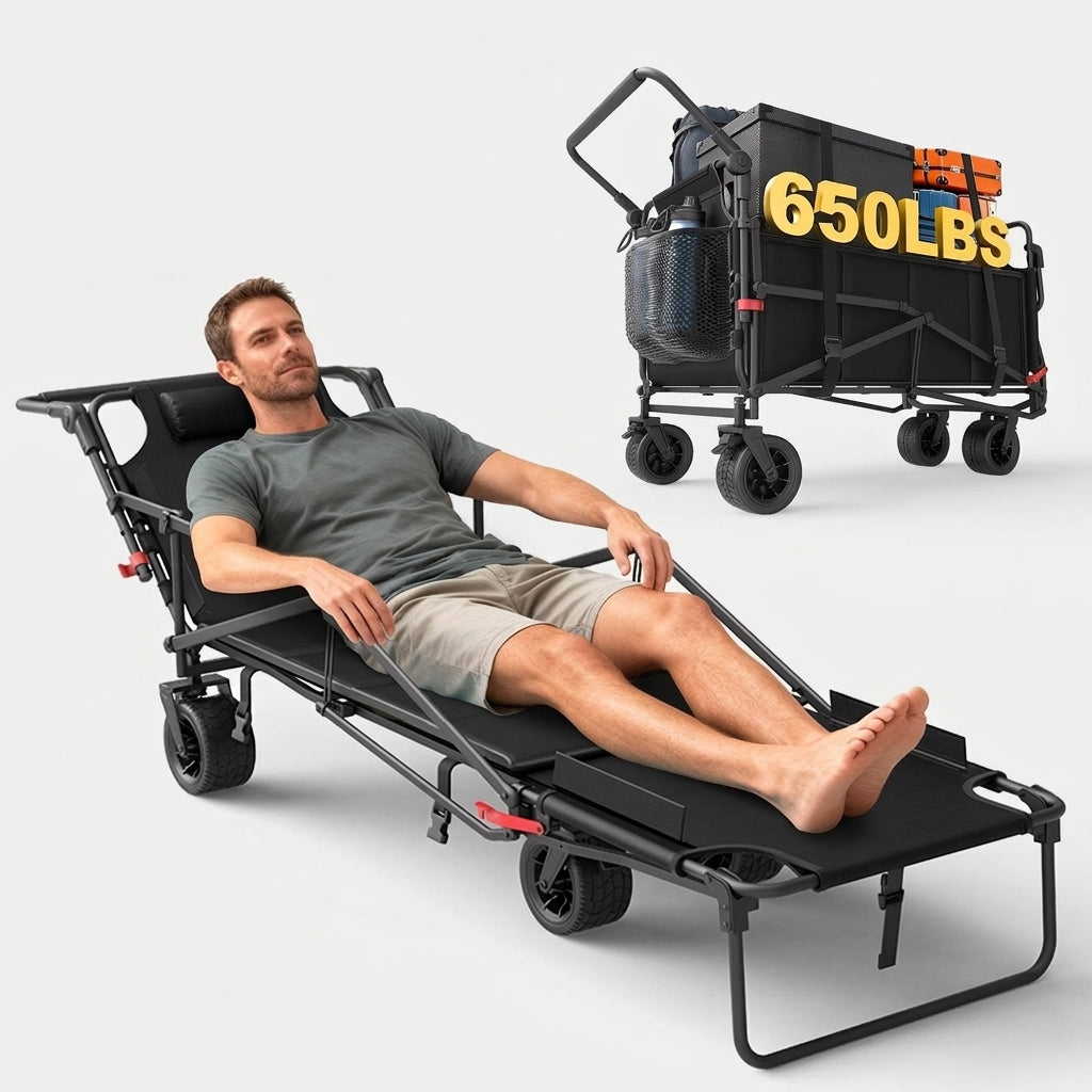 LISTINGOPT::kovosis::leveleve-heavy-duty-folding-wagon-2-in-1-collapsible-cart-400lb-650lb-capacity-all-terrain-wheels-wbrakes-and-aside-pockets::color-black