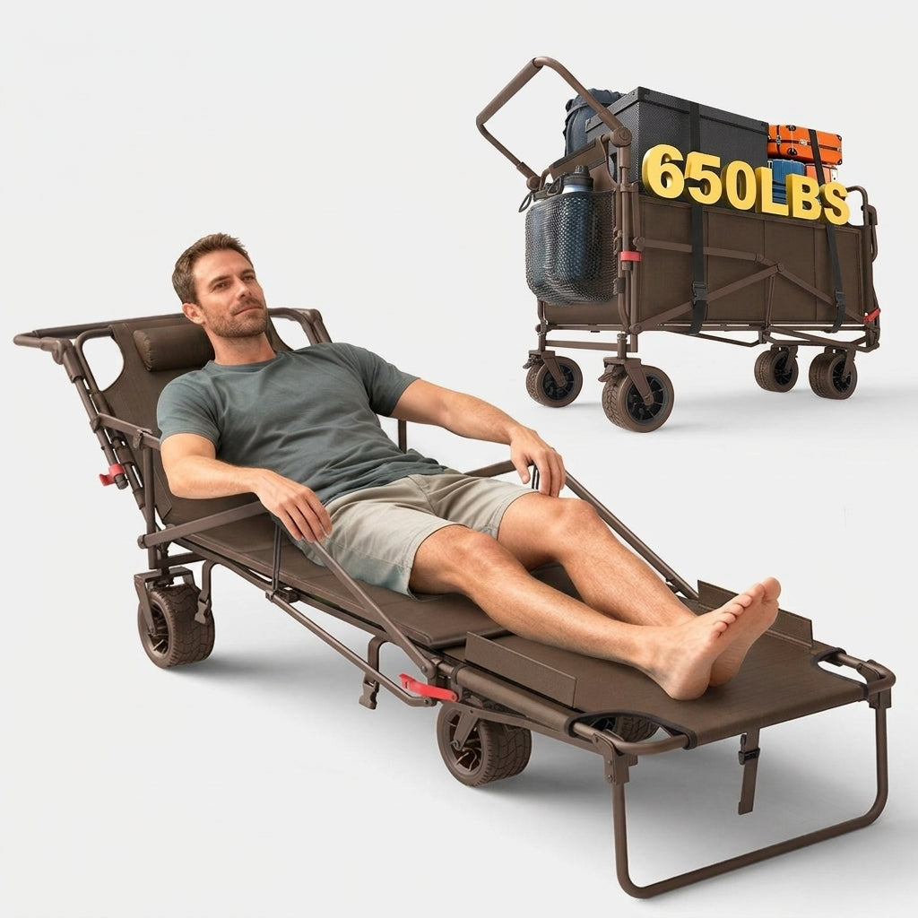 LISTINGOPT::kovosis::leveleve-heavy-duty-folding-wagon-2-in-1-collapsible-cart-400lb-650lb-capacity-all-terrain-wheels-wbrakes-and-aside-pockets::color-brown