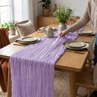 LISTINGOPT::kovosis::lilac-purple-lavender-cheesecloth-table-runner-wedding-party-boho-rustic-gauze-table-runner-bridal-shower-birthday-decorations::02-inuse