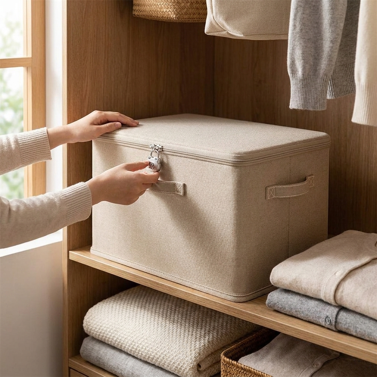 LISTINGOPT::kovosis::lockable-clothing-storage-box-for-clutter-free-closets::02-inuse