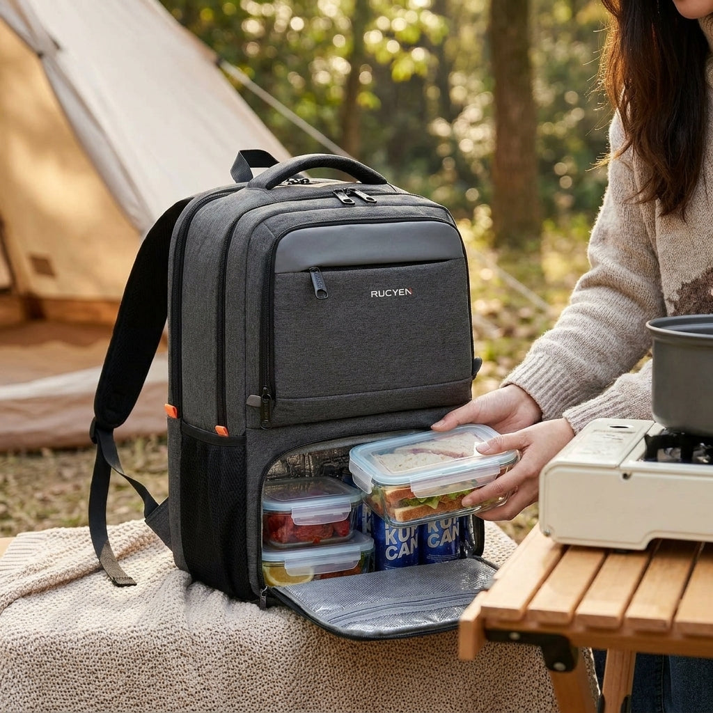LISTINGOPT::kovosis::lunch-backpack-insulated-cooler-picnic-bag-multifunctional-travel-bag-large-capacity-outdoor-picnic-camping-waterproof-backpack::02-inuse