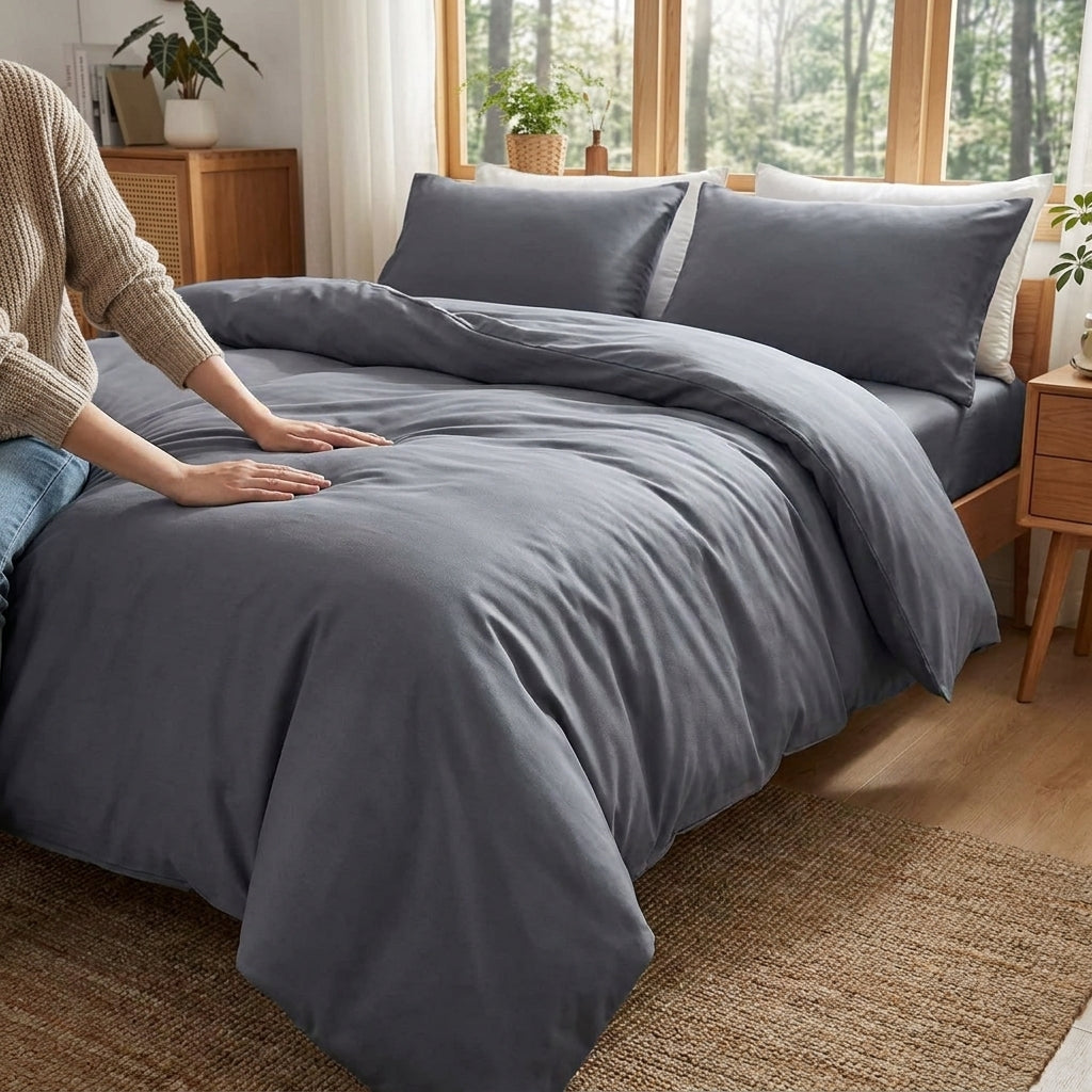 LISTINGOPT::kovosis::luxury-bamboo-bedding-set-with-duvet-cover-bed-sheet-pillowcases-solid-color-100-bamboo-viscose-bedsheet-double-queen-king-size::02-inuse