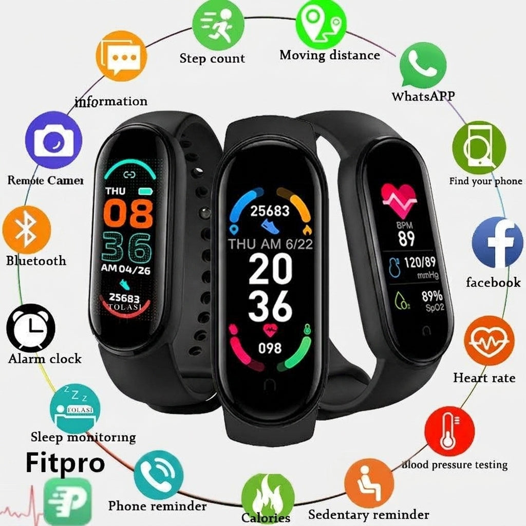 LISTINGOPT::kovosis::m6-smart-watch-men-women-fitness-smart-bracelet-sports-band-heart-rate-blood-pressure-monitor-waterproof-multi-function-watches::color-black