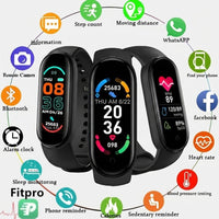 LISTINGOPT::kovosis::m6-smart-watch-men-women-fitness-smart-bracelet-sports-band-heart-rate-blood-pressure-monitor-waterproof-multi-function-watches::color-black