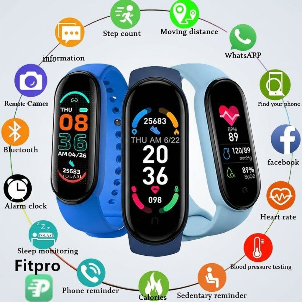 LISTINGOPT::kovosis::m6-smart-watch-men-women-fitness-smart-bracelet-sports-band-heart-rate-blood-pressure-monitor-waterproof-multi-function-watches::color-blue