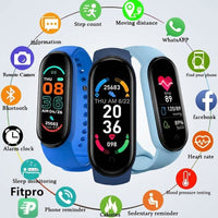 LISTINGOPT::kovosis::m6-smart-watch-men-women-fitness-smart-bracelet-sports-band-heart-rate-blood-pressure-monitor-waterproof-multi-function-watches::color-blue