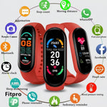 LISTINGOPT::kovosis::m6-smart-watch-men-women-fitness-smart-bracelet-sports-band-heart-rate-blood-pressure-monitor-waterproof-multi-function-watches::color-red