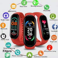 LISTINGOPT::kovosis::m6-smart-watch-men-women-fitness-smart-bracelet-sports-band-heart-rate-blood-pressure-monitor-waterproof-multi-function-watches::color-red