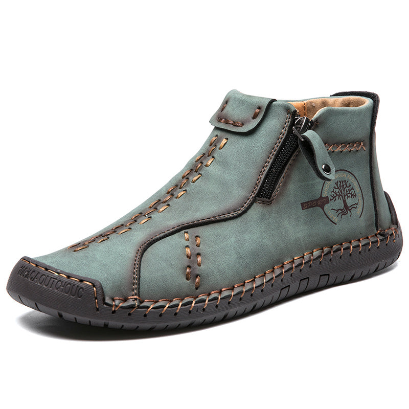 LISTINGOPT::kovosis::mens-handmade-pu-boots-with-zipper-casual::color-fern-green