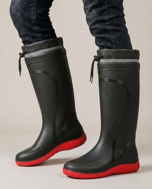 LISTINGOPT::kovosis::mens-outdoor-rain-boots-work-high-quality-shoes-rain-boots-home-use-long-water-shoes-with-rope-mouth-high-quality-shoes-daily-work-water-shoes-unisex-water-shoes-mens-soft-sole-outdoor-fishing-casual-high-top-rain-boots-farm-work-water-shoes::02-side