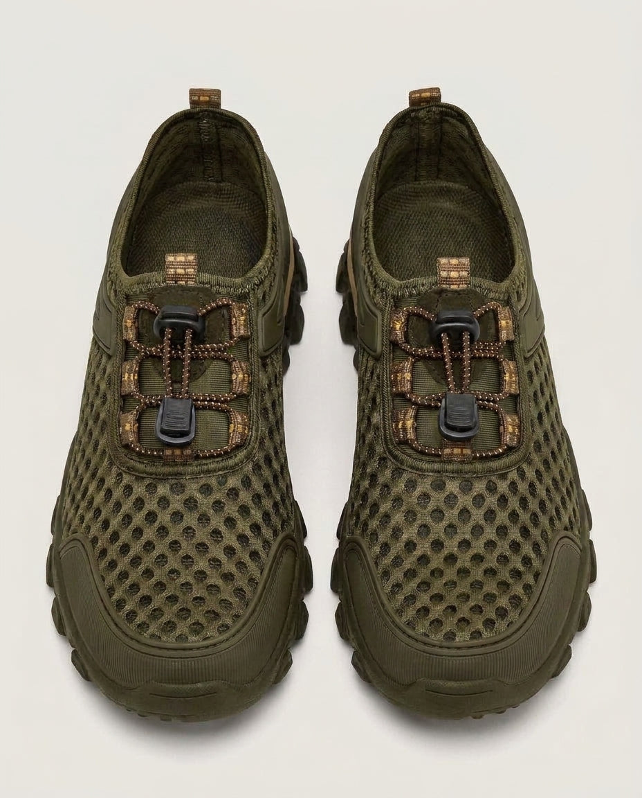 LISTINGOPT::kovosis::mesh-shoes-rubber-thick-sole-handcrafted-cold-glue-shoes-outdoor-casual-athletic-mens-shoes::color-olive-green