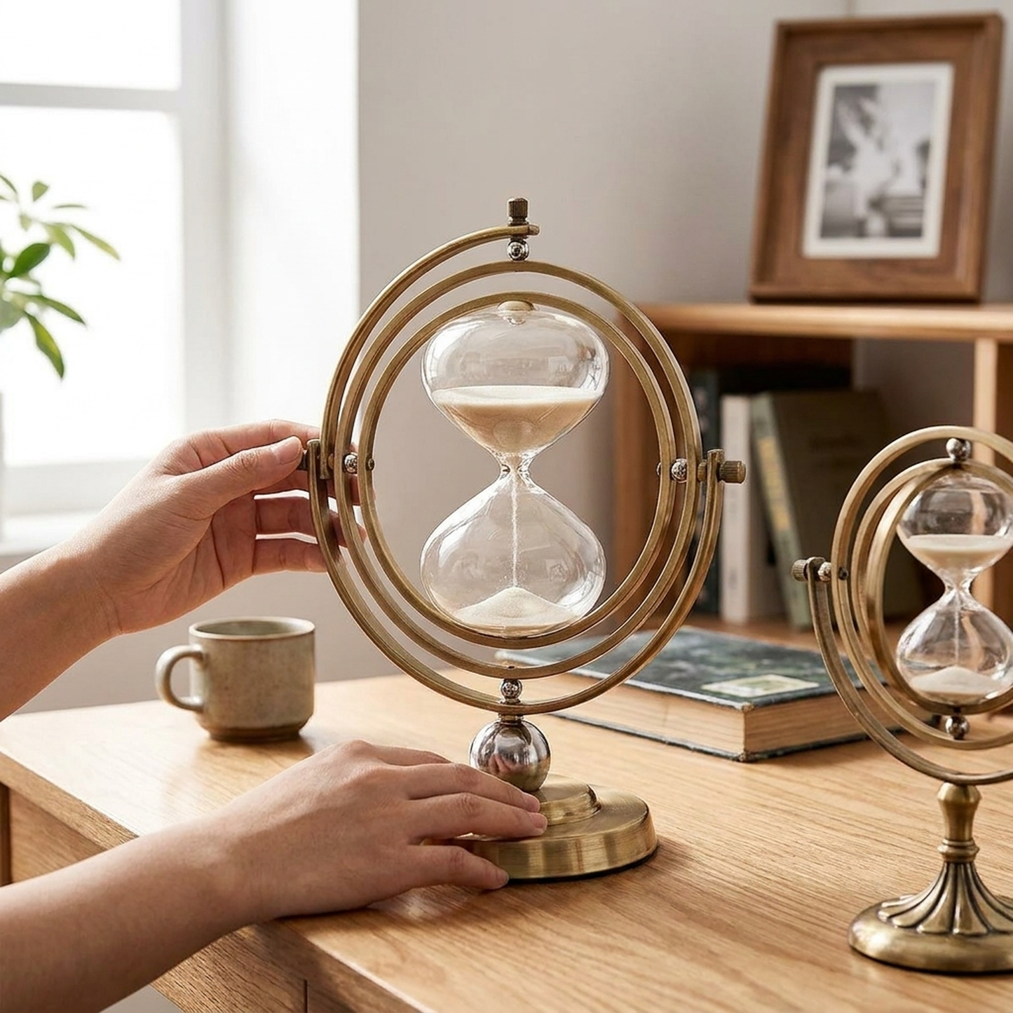 LISTINGOPT::kovosis::metal-frame-hourglass-sand-timer-sculptural-accent::02-inuse