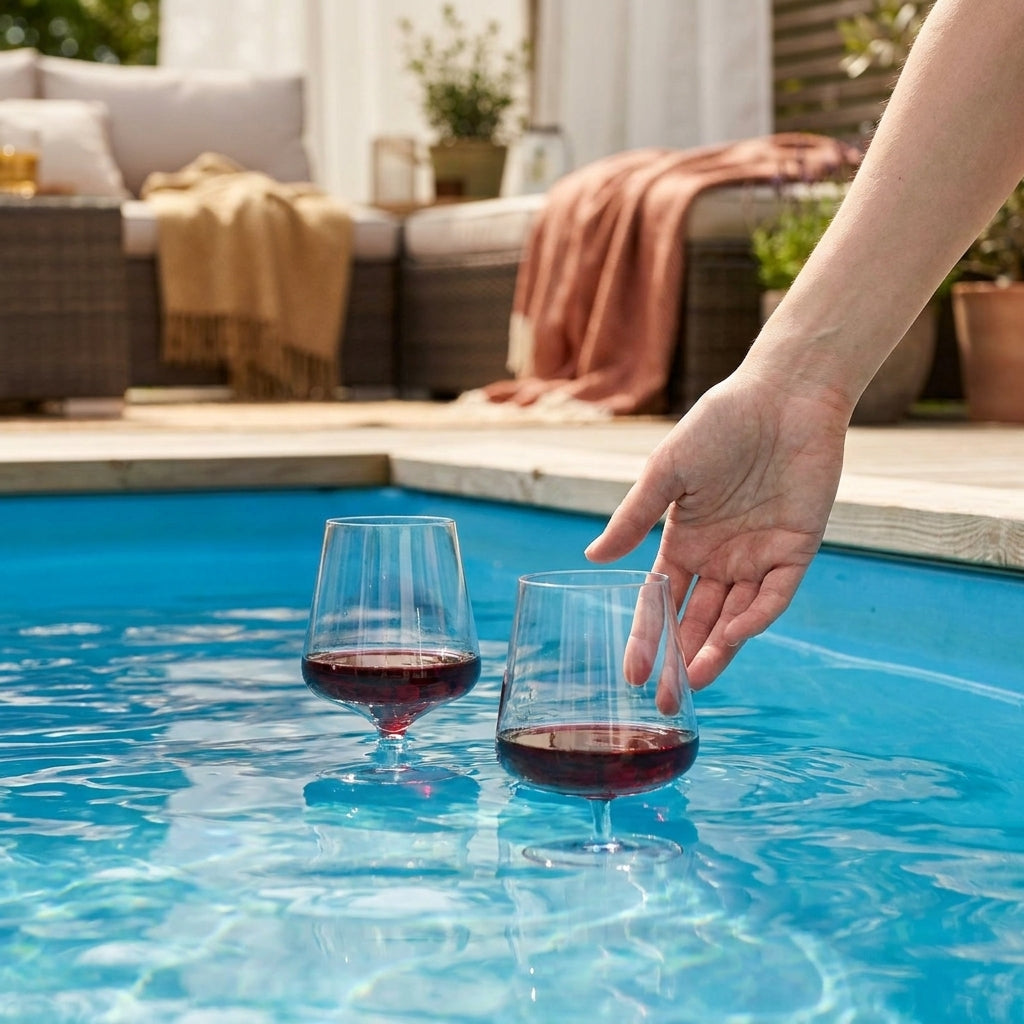 LISTINGOPT::kovosis::michley-246pcs-set-unbreakable-floating-plastic-wine-glass-goblet-transparent-tritan-plastic-wine-juice-drink-cup-pool-party::02-inuse