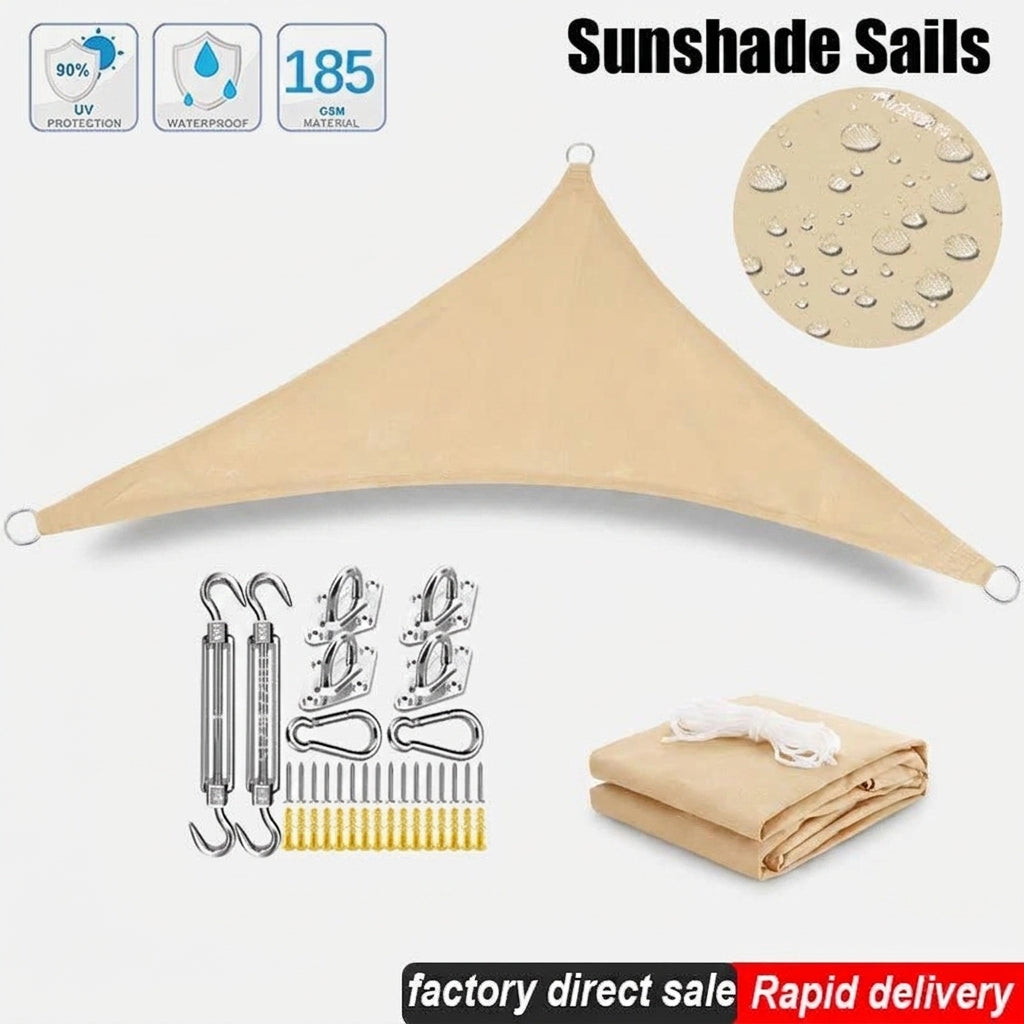 LISTINGOPT::kovosis::multi-size-triangle-sun-shade-sail-waterproof-outdoor-garden-patio-party-sunscreen-awing-sun-canopy-for-beach-camping-pool::color-beige