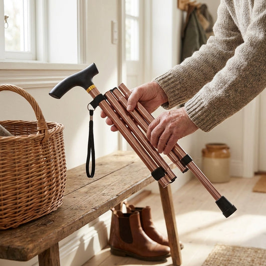 LISTINGOPT::kovosis::multifunction-walking-stick-trekking-poles-telescopic-fold-crutches-hiking-stick-crutch-elderly-metal-stick-walking-cane-outdoor::02-inuse