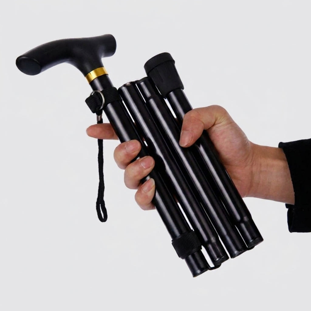 LISTINGOPT::kovosis::multifunction-walking-stick-trekking-poles-telescopic-fold-crutches-hiking-stick-crutch-elderly-metal-stick-walking-cane-outdoor::color-black