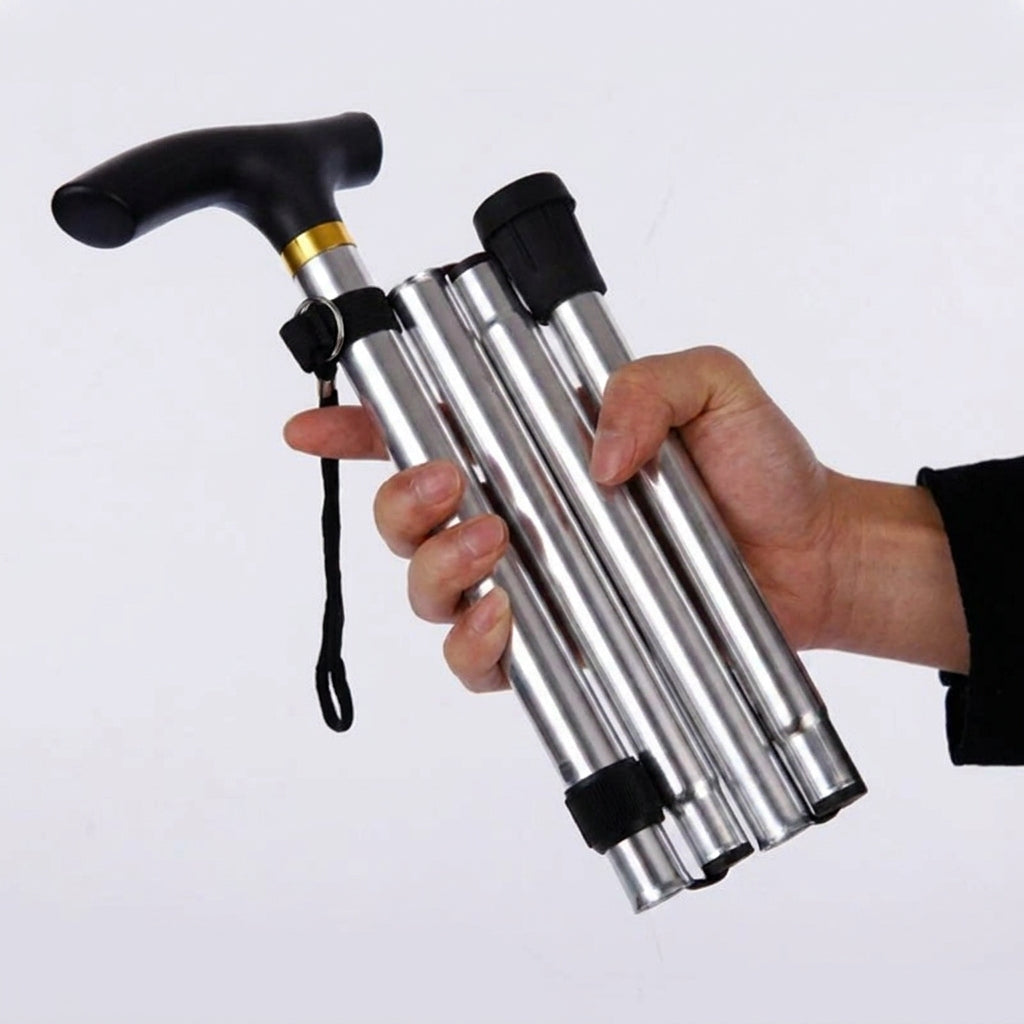 LISTINGOPT::kovosis::multifunction-walking-stick-trekking-poles-telescopic-fold-crutches-hiking-stick-crutch-elderly-metal-stick-walking-cane-outdoor::color-silvery