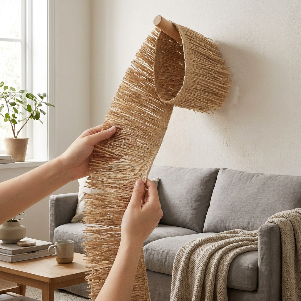 LISTINGOPT::kovosis::natural-homestay-ornament-home-supply-jute-fringe-trim-background-wall-decoration-lafite-grass-garland-straw-tassels::02-inuse