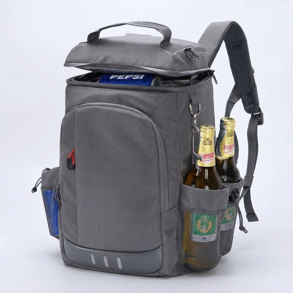 LISTINGOPT::kovosis::new-picnic-cooler-bag-large-capacity-camping-meal-hikking-thermal-backpack-with-bottle-opener-leakproof-insulated-lunch-bag::color-gray