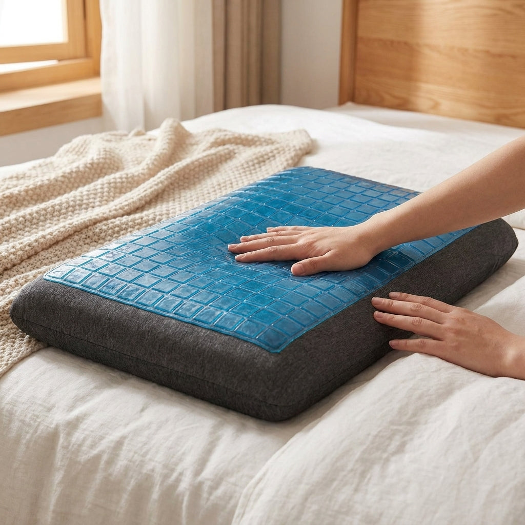 LISTINGOPT::kovosis::new-summer-double-sided-available-gel-cooling-pillow-bamboo-charcoal-memory-foam-ergonomics-pillows-for-bedroom-with-pillowcase::02-inuse