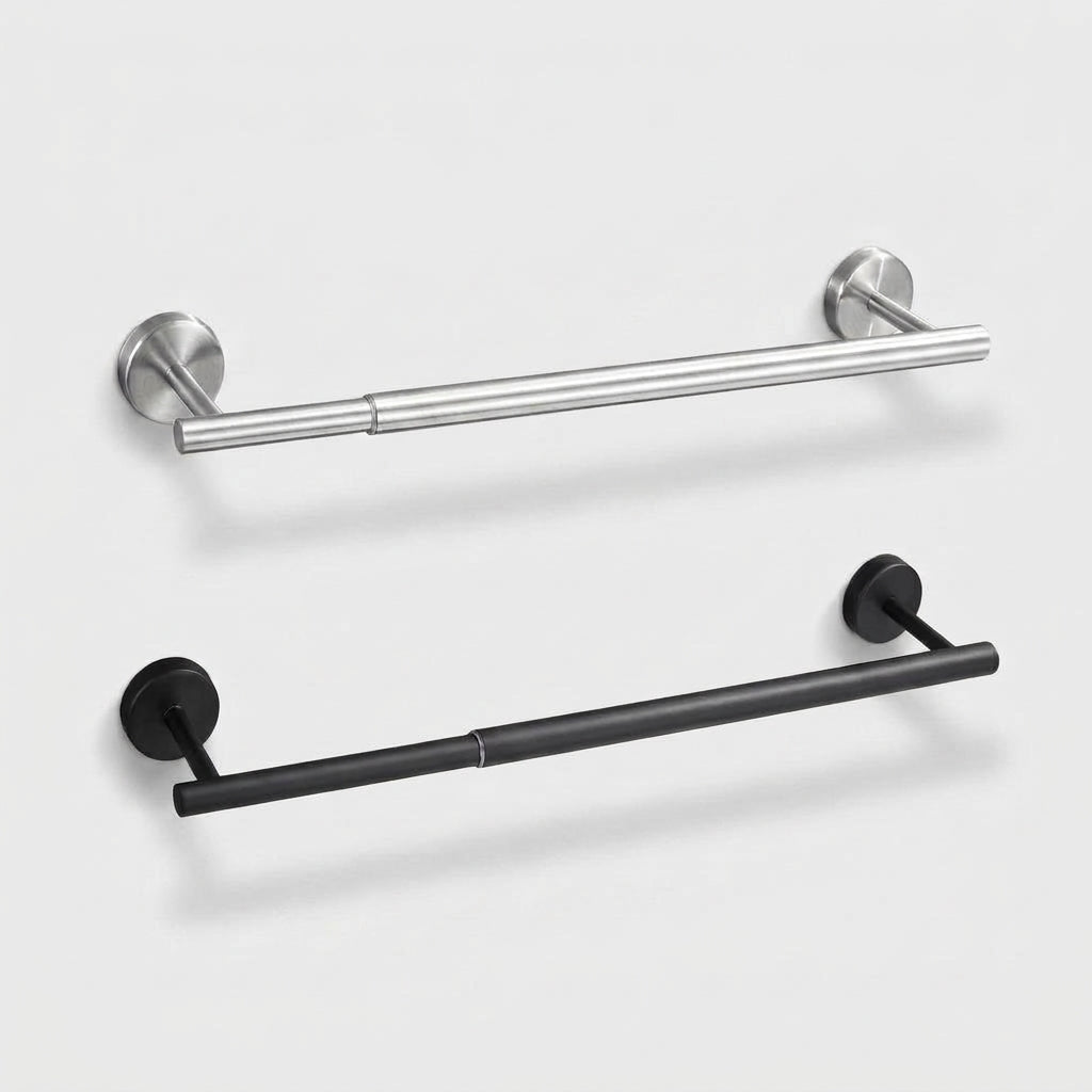 LISTINGOPT::kovosis::no-drill-or-drill-retractable-towel-bar-304-stainless-steel-wall-mounted-towel-rack-adjustable-hanging-drying-bar-for-bathroom::color-no-punching-black