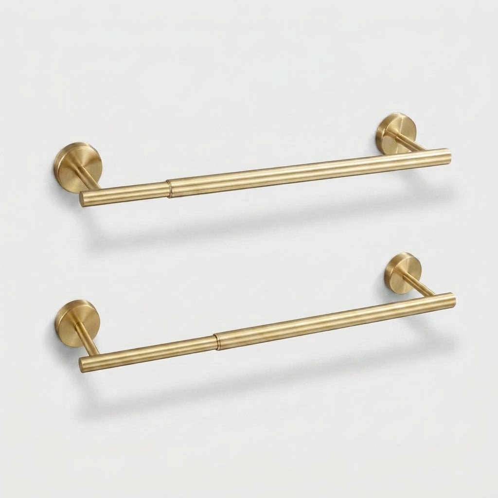 LISTINGOPT::kovosis::no-drill-or-drill-retractable-towel-bar-304-stainless-steel-wall-mounted-towel-rack-adjustable-hanging-drying-bar-for-bathroom::color-no-punching-gold