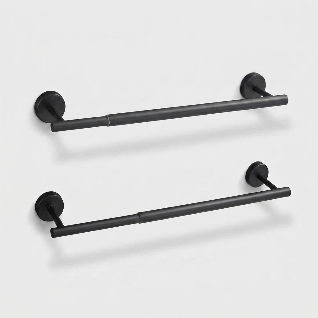 LISTINGOPT::kovosis::no-drill-or-drill-retractable-towel-bar-304-stainless-steel-wall-mounted-towel-rack-adjustable-hanging-drying-bar-for-bathroom::color-punching-black