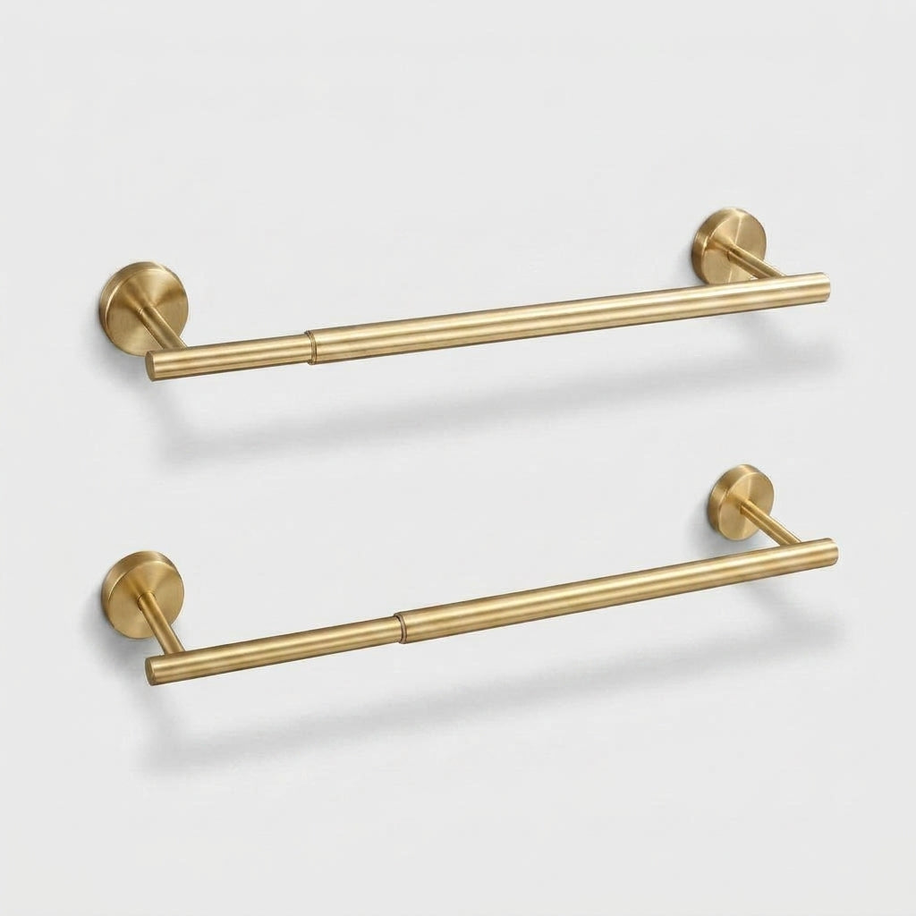 LISTINGOPT::kovosis::no-drill-or-drill-retractable-towel-bar-304-stainless-steel-wall-mounted-towel-rack-adjustable-hanging-drying-bar-for-bathroom::color-punching-gold