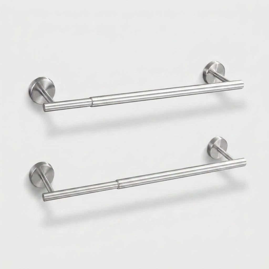 LISTINGOPT::kovosis::no-drill-or-drill-retractable-towel-bar-304-stainless-steel-wall-mounted-towel-rack-adjustable-hanging-drying-bar-for-bathroom::color-punching-silver