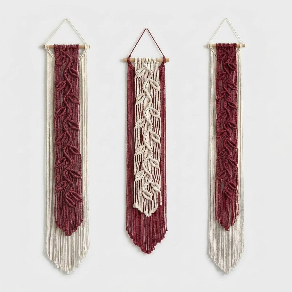 LISTINGOPT::kovosis::nordic-leaf-woven-macrame-tapestry-hanging-boho-garden-tassel-wall-hanging-living-room-bedroom-home-hotel-decor-dream-catcher::color-wine-red