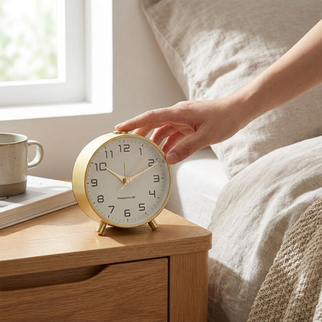 LISTINGOPT::kovosis::nordic-light-luxury-quiet-alarm-clock-students-use-a-simple-clock-with-a-frosted-metal-table-alarm-clock::02-inuse