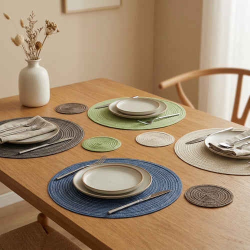 LISTINGOPT::kovosis::nordic-style-imitation-cotton-yarn-placemat-round-ramie-woven-coaster-insulation-dish-mat-household-anti-scald-mat::01-hero