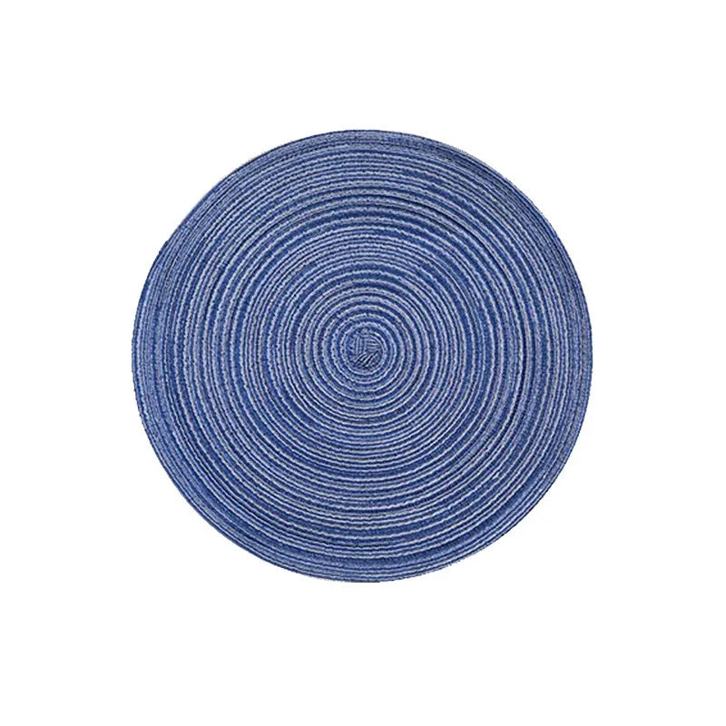 LISTINGOPT::kovosis::nordic-style-imitation-cotton-yarn-placemat-round-ramie-woven-coaster-insulation-dish-mat-household-anti-scald-mat::color-round-blue