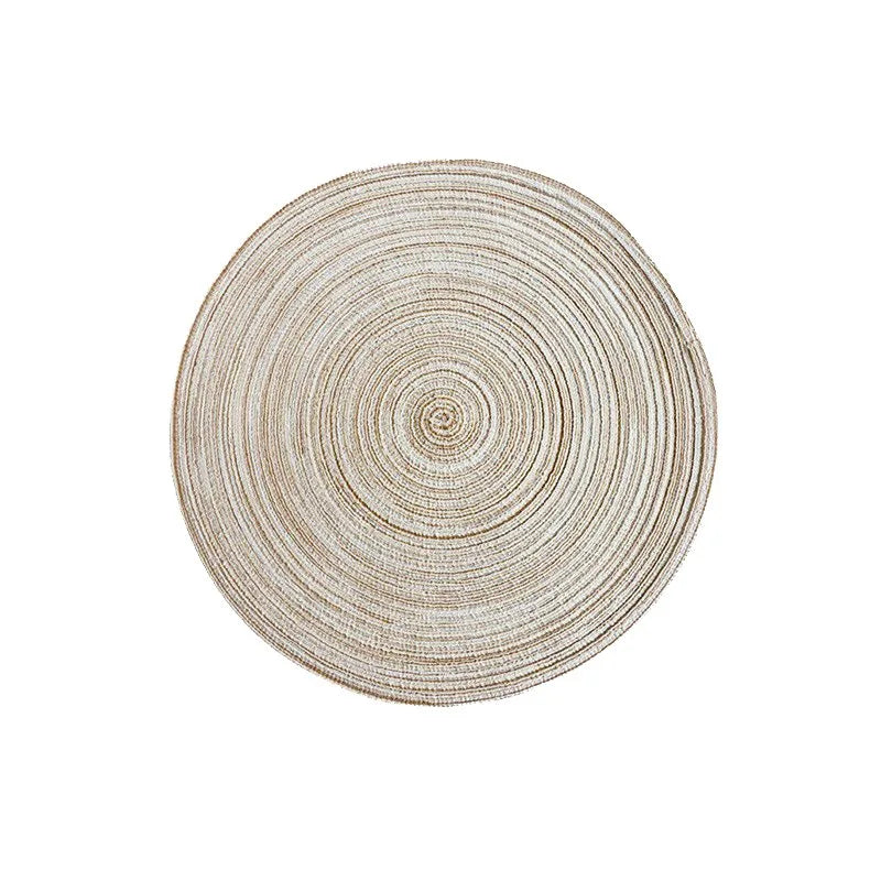 LISTINGOPT::kovosis::nordic-style-imitation-cotton-yarn-placemat-round-ramie-woven-coaster-insulation-dish-mat-household-anti-scald-mat::color-round-milk-coffee-co