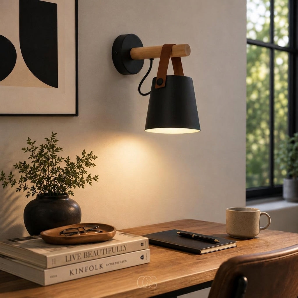LISTINGOPT::kovosis::ocs-houten-led-wandlamp-met-hangende-kap::color-zwart