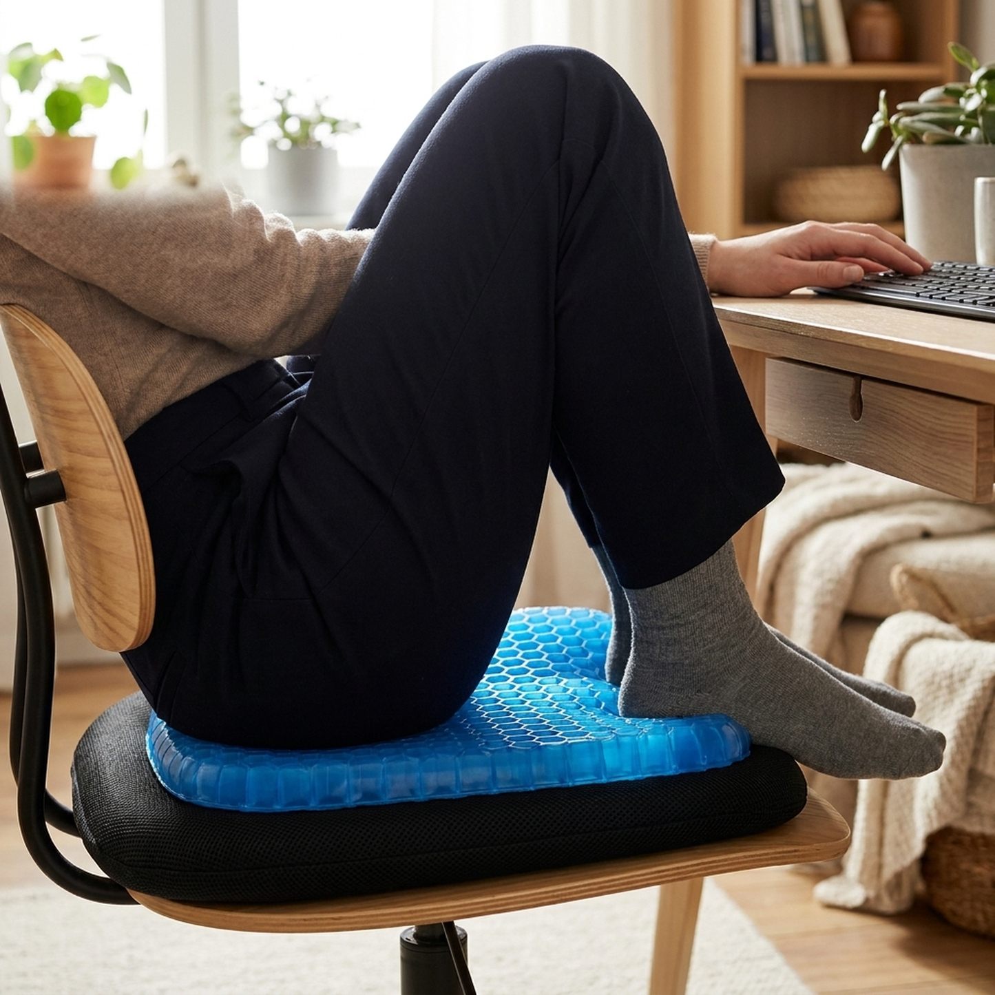 LISTINGOPT::kovosis::orthopedic-gel-seat-cushion-for-spinal-relief::02-inuse