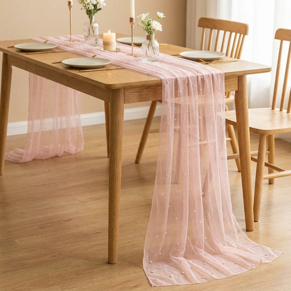 LISTINGOPT::kovosis::pink-gauze-table-runner-romantic-pearl-mesh-tablecloth-wedding-dinning-table-cover-decoration-birthday-baby-shower-party-decor::01-hero