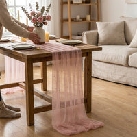 LISTINGOPT::kovosis::pink-gauze-table-runner-romantic-pearl-mesh-tablecloth-wedding-dinning-table-cover-decoration-birthday-baby-shower-party-decor::02-inuse
