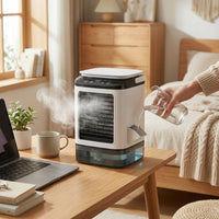 LISTINGOPT::kovosis::portable-air-conditioner-3-speed-small-ac-unit-mini-air-cooler-900ml-water-tank-electric-fan-with-humidifier-for-bedroom-office::02-inuse