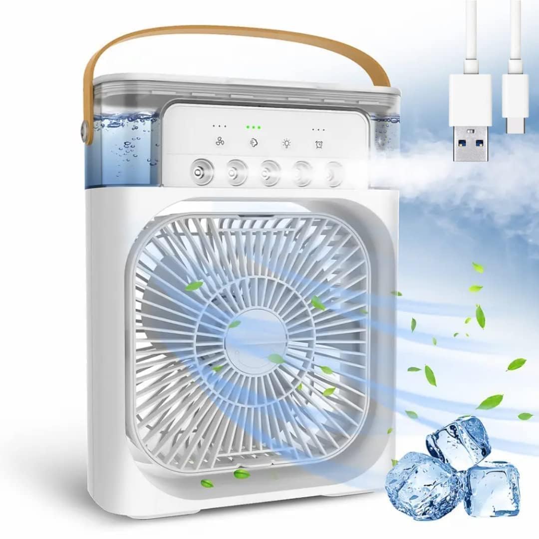 LISTINGOPT::kovosis::portable-mini-air-cooler-fan-3-speed-usb-personal-cooler-timer-spray-modes::04-closeup