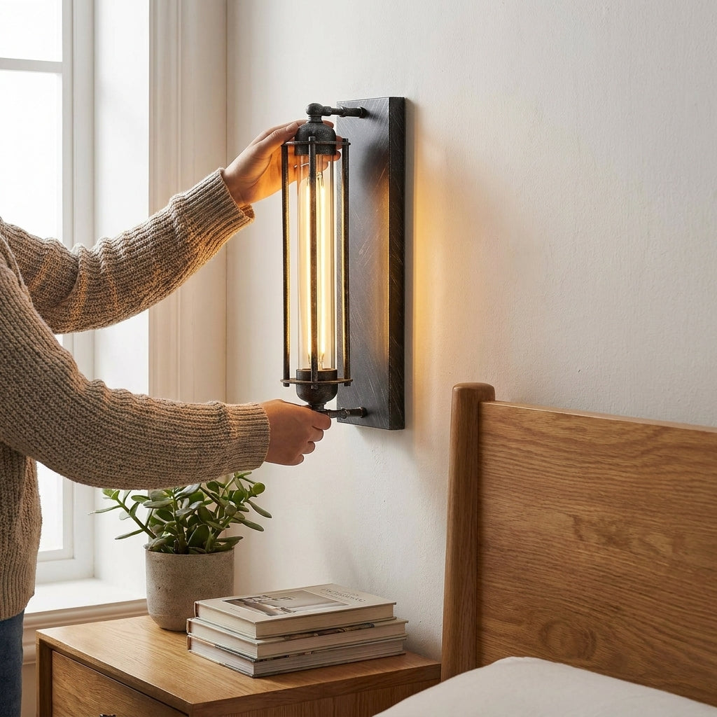 LISTINGOPT::kovosis::regalight-vintage-led-wall-light-with-warm-ambient-glow-and-classic-metal-design-for-cozy-elegant-interior-wall-illumination::02-inuse