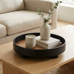 LISTINGOPT::kovosis::rond-houten-dienblad-met-eiken-inleg-en-zwarte-opstaande-rand-voor-salontafel::color-zwart