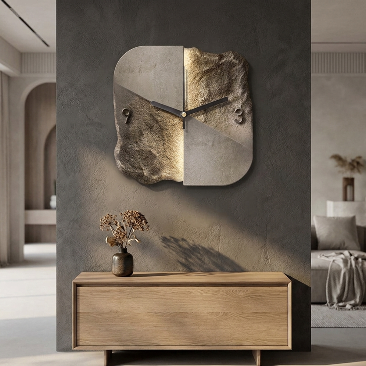 LISTINGOPT::kovosis::sandstone-relief-wall-clock-silent-statement-piece::variant-unique-2dc4551d25e32c