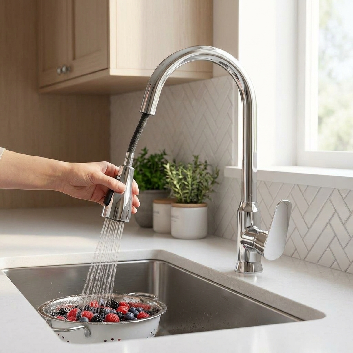 LISTINGOPT::kovosis::sculptural-kitchen-faucet-pull-out-360-reach::02-inuse
