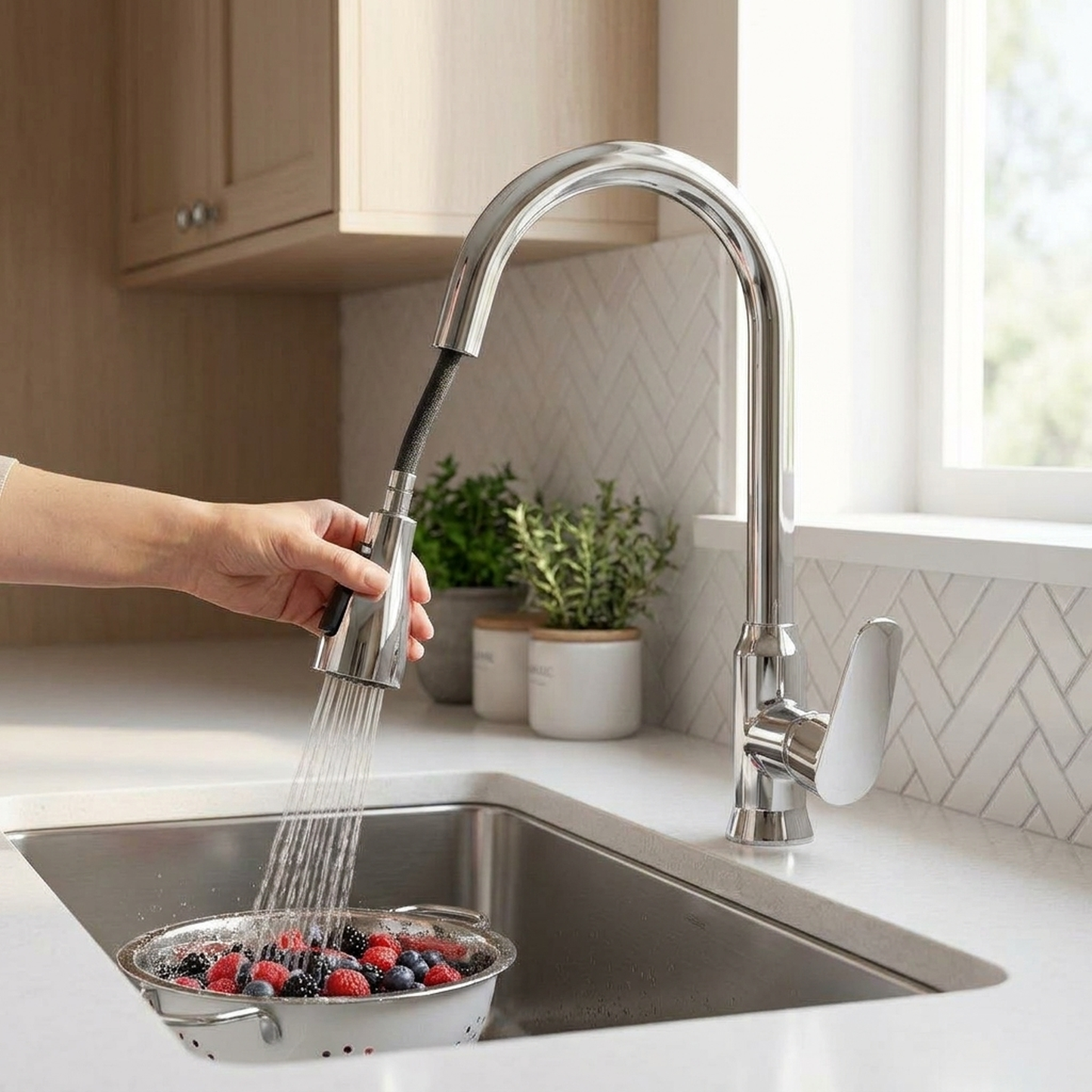 LISTINGOPT::kovosis::sculptural-kitchen-faucet-pull-out-360-reach::02-inuse